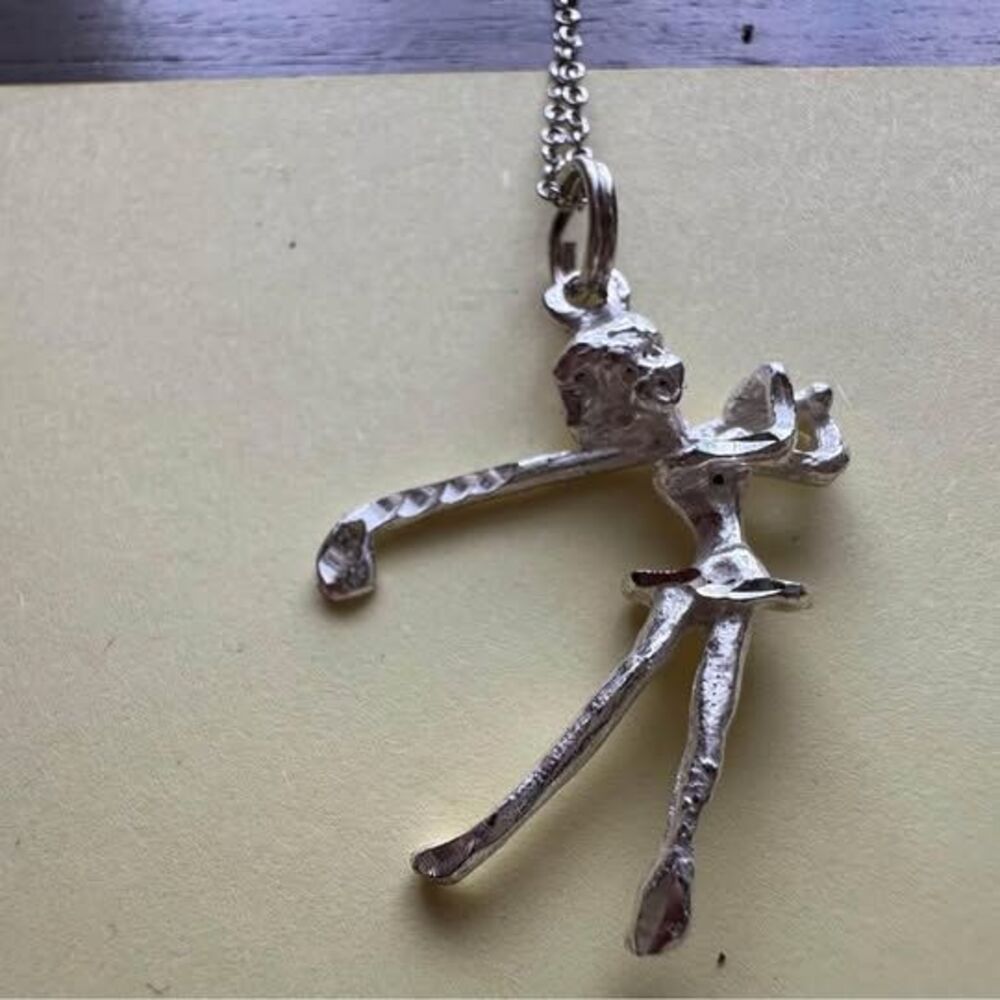 Woman Golfer Necklace Pendant-Italian sterling silver